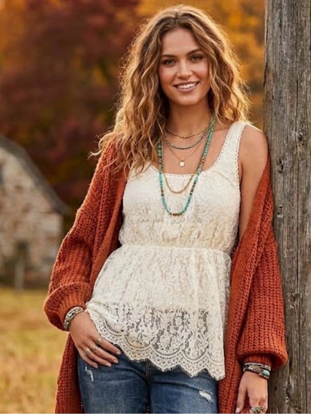 Vintage One Love Ivory Cream Lace Sleeveless Babydoll Tank Top Boho Romantic L